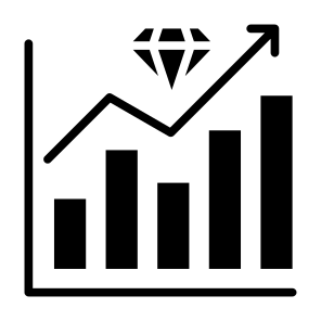 Business Value, Diamond, Value, Investment, Statistics icon