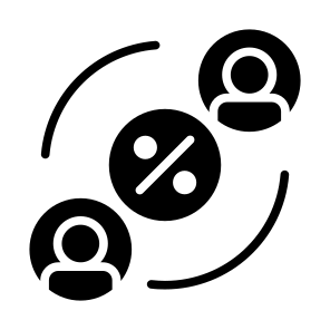 Commission, Percentage, User, Split, Process icon