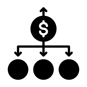 Diversification, Distribute, Investment, Money, Allocation  icon