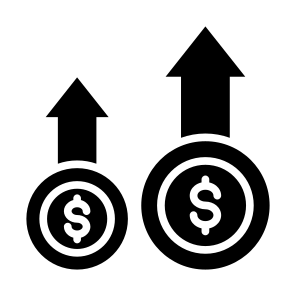 Up Selling, Cost, Price Up, Growth, Increase  icon