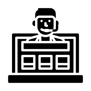 Customer Service Agent, Call, Laptop, Support, Call Center Agent, Ecommerce icon