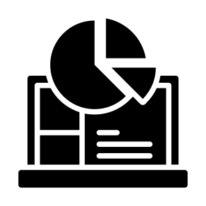 Pie Chart, Diagram, Statistics, Graph, Laptop icon