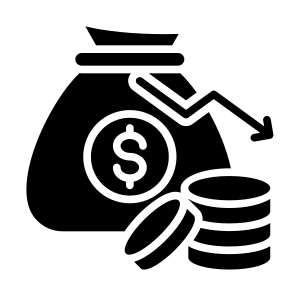 Crisis, Financial, Down Arrow, Risk, Money Bag  icon