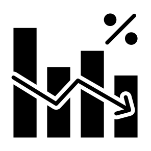 Decrease, Low Price, Percentage, Statistic, Decreasing icon