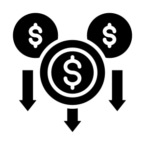 Decrease, Money, Down Arrow, Profit, Economy  icon