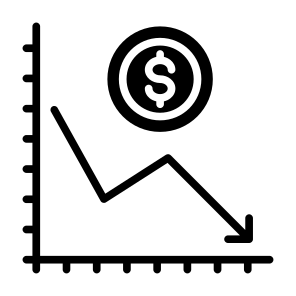 Deflation, Money, Line Chart, Crisis, Recession  icon