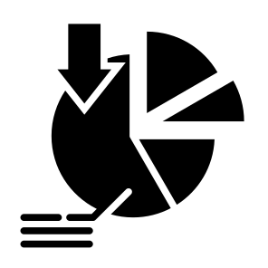 Statistics, Report, Crisis, Pie Chart, Decrease  icon