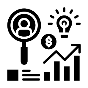 Business Intelligence, Statistics, Research, Idea, Solution icon