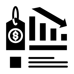 Low Price, Down, Markets, Reduce, Low Price icon