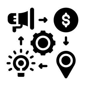 Marketing Mix, Location, Marketing, Price, Advertising icon