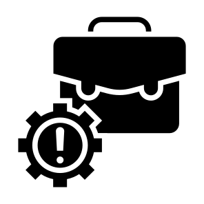 Failure, Gear, Machine, Briefcase, Risk, Management icon