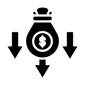 Low Cost, Reduce Cost, Low Prices, Cheap,  Down Arrows, Cost  icon