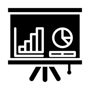Presentation, Development, Report, Statistics, Analysis, Blackboard   icon