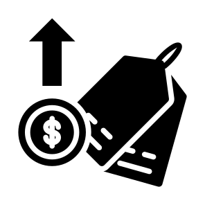 Price, Tag, Label, Pricing, Money, Up icon