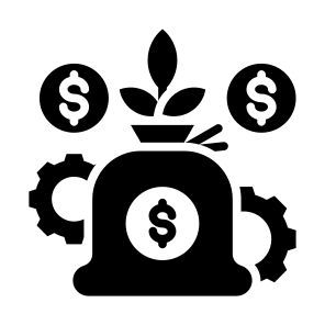 Asset Management, Wealth, Money Management, Money Bag, Setting  icon