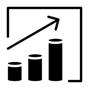 Scalability, Volume,  Investment, Analytics, Growth icon