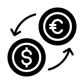Money Exchange, Conversion, Exchange, Euro, Dollar icon