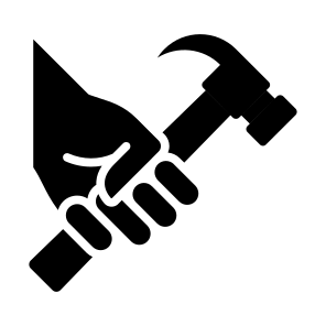 Union, Hammer, Worker, Construction And Tools, Hands And Gestures  icon