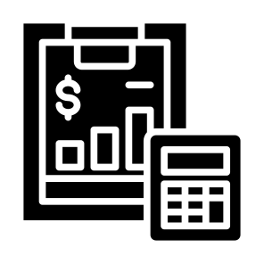 Bookkeeping, Calculate, Accounting, Calculator, Budgeting, Estimates  icon