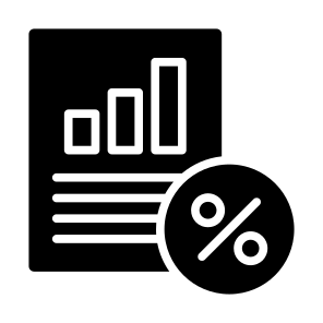 File, Report, Tax, Statistics, Percentage, Document  icon