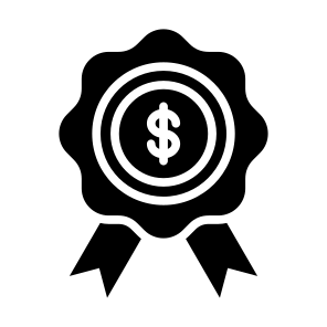 Badge, Ribbon, Money, Dollar, Award, Reward, Bonus icon