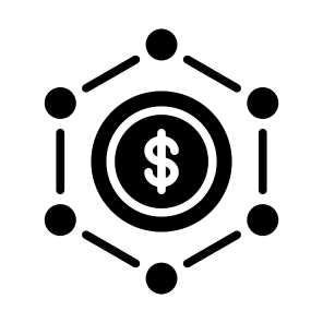 Decentralization, Networking, Sharing, Dollar, Coin, Structure, Currency, Decentralized icon