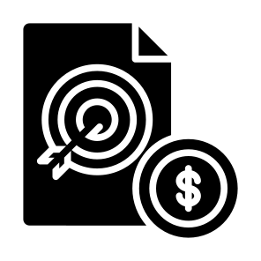 Goal, Target, File, Document, Dollar, Aim, Targeting  icon