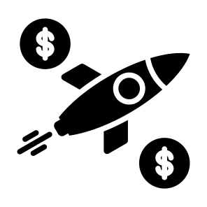 Launch, Money, Dollar, Coin, Rocket, Startup, Business And Finance icon