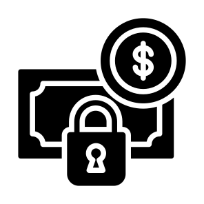 Security, Money, Dollar, Bill, Coin, Pay, Padlock, Cash, Protected, Banking icon