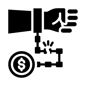 Debt, Dollar, Prisoner, Shackle, Chain icon