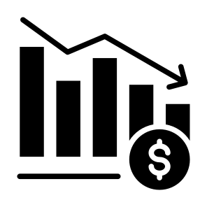 Downfall, Decline, Decrease, Fall, Statistic  icon