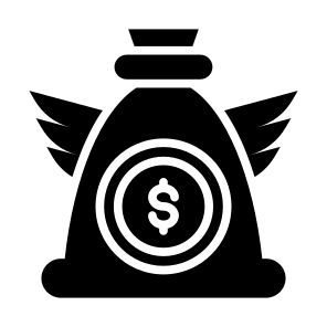 Financial Freedom, Cash, Wings, Money Bag, Angel Investor icon