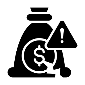 Insolvency, Losses, Dollar, Exclamation Mark, Bankruptcy  icon