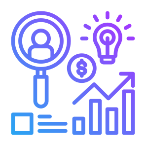 Business Intelligence, Statistics, Research, Idea, Solution icon