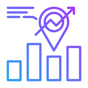 Market Positioning, Location, Objective, Position, Statistics icon