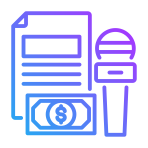 News, Money, Microphone, Bribery, Communication icon