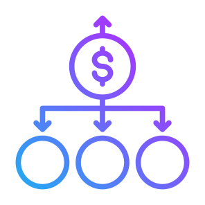 Diversification, Distribute, Investment, Money, Allocation  icon