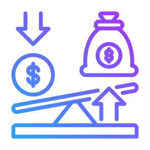 Leverage, Scale, Compare, Investment, Cost icon