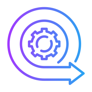 Continuous, Gear, Development, Process, Cycle icon