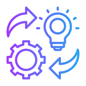 Implementation, Gear, Light Bulb, Operation, Process Improvement icon