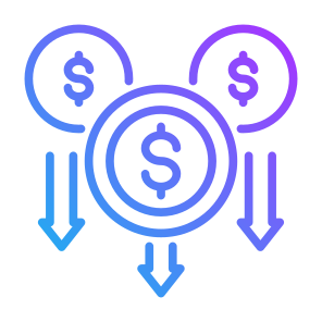 Decrease, Money, Down Arrow, Profit, Economy  icon