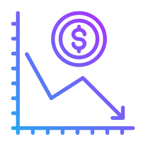 Deflation, Money, Line Chart, Crisis, Recession  icon