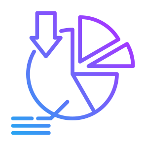 Statistics, Report, Crisis, Pie Chart, Decrease  icon