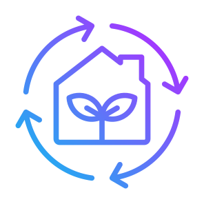 Sustainable Home, House, Development, Change, Cycle icon