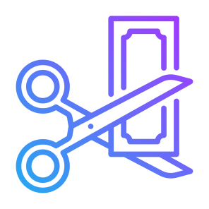 Cutting, Cut, Scissors, Money, Reduce Cost, Efficiency icon