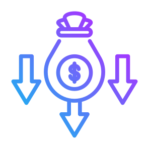 Low Cost, Reduce Cost, Low Prices, Cheap,  Down Arrows, Cost  icon