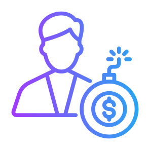 Debt, User, Bomb, Bankruptcy, Economy  icon