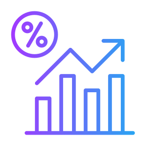 Interest Rate, Growth, Percentage, Percent, Increase, Chart icon