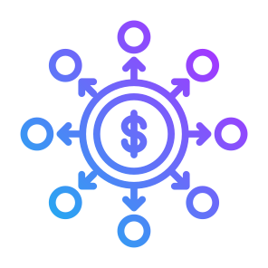 Decentralized, Networking, Dollar, Distribute, Distribution, Decentralization icon