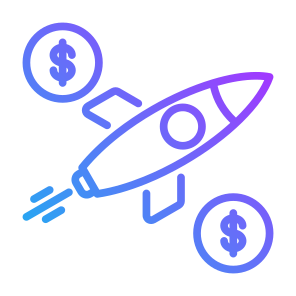 Launch, Money, Dollar, Coin, Rocket, Startup, Business And Finance icon